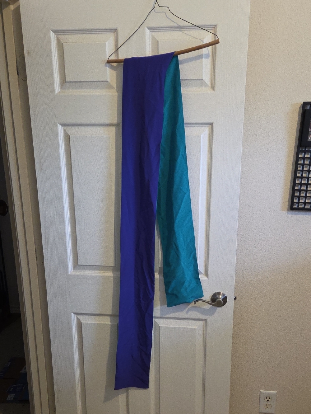 Long Two-Tone Scarf in Purple and Teal